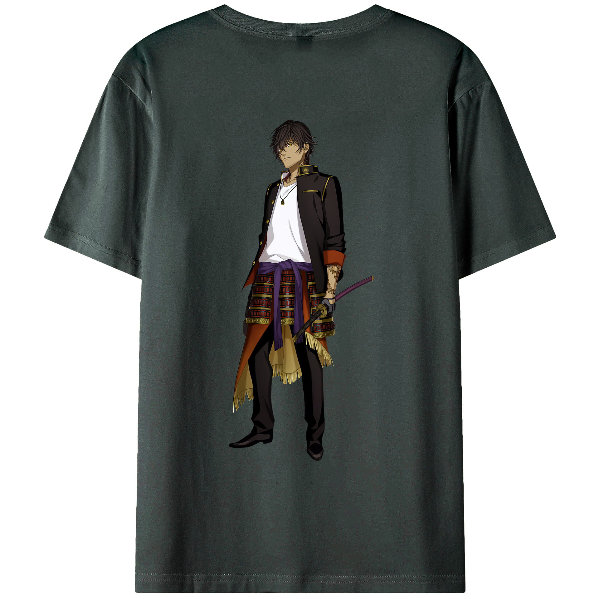 （画像用） 刀剣乱舞 Touken Ranbu 綿100％ メンズ半袖Tシャツ（バックプリント） 通気性